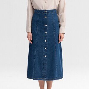 Denim Button Skirt